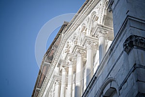 Marble detail of the Saint Andrew cathedral in Carrara