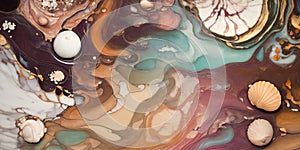 Abstract marble effect painting