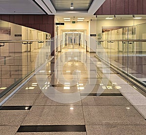 Marble floor structure aspiring to perspective in a medical facility