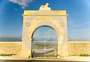 Marble gate - arc to vineyard, Medoc, France