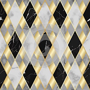 Marble and Gold Luxury Geometric Seamless Pattern