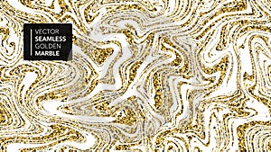 Marble gold and white texture seamless background. Abstract golden glitter marbling seamless pattern for fabric, tile, design or