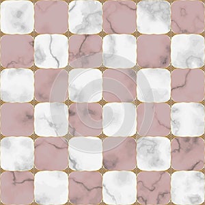 Marble and Golden Asian Geometric Seamless Pattern