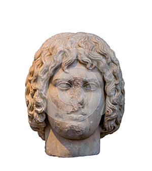 Marble head of Eubouleus a mythical chthonic hero of Eleusis, found in Athens.
