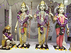 Marble Idols of God Ram, Sita, Laxman and Hanumanji