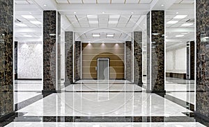 Marble interior of a luxury lobby of company or hotel photo