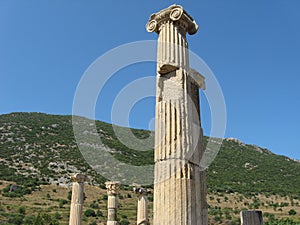 Marble ionic columns in Ephesus Ancient city