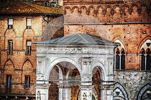 Marble Loggia of Torre del Mangia in Siena