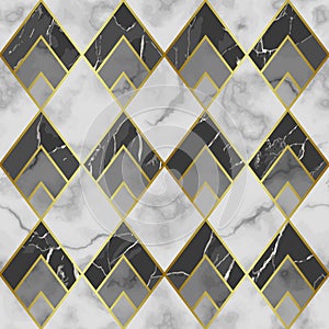Marble Luxury Geometric Seamless Pattern. Vector Repeat Background