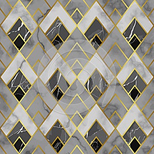 Marble Luxury Geometric Seamless Pattern. Vector Repeat Background