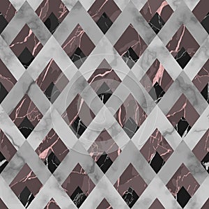 Marble Luxury Geometric Seamless Pattern. Vector Repeat Background