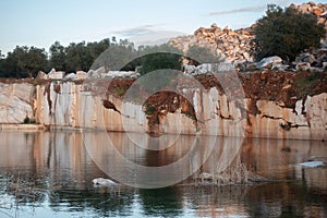 Marble mines red rocks in Estremoz Borba and Vila Vicosa, Alentejo, Portugal photo