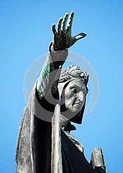 Marble monument of Dante Alighieri in Trento. Italy