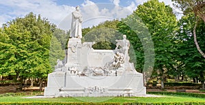 Marble monument of Francesco Petrarca in park Prato Arezzo photo