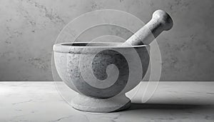 Marble Mortar and Pestle on Grey Background