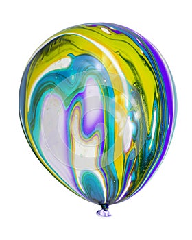 Marble multicolor balloon for party isolated on the white background