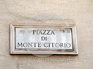 Marble Name Plaque, Piazza di Monte Citorio, Rome, Italy