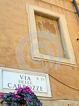 Marble Name Plaque, Via della Carrozzei, Rome, Italy