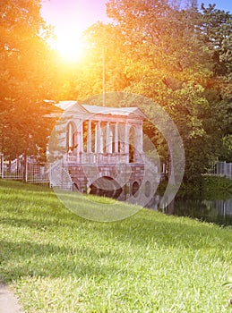 Marble Palladian Bridge, or Siberian Marble gallery, 18th century. Catherine Park. Pushkin. Petersburg