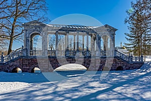 Marble (Palladian) Bridge or Siberian Marble Gallery by architect Neelov. Catherine Park, Pushkin, Russia.