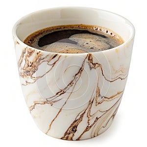 Marble-Patterned Coffee Cup Closeup