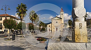 Marble piazza with fountain