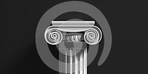 Marble pillar column classic greek against black background. 3d illustration