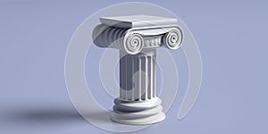 Marble pillar column classic greek against blue background. 3d illustration