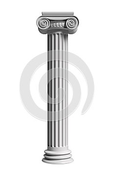 Marble pillar column classic greek isolated against white background. 3d illustration