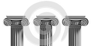 Marble pillars columns classic greek isolated against white background. 3d illustration