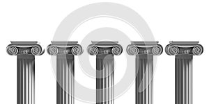 Marble pillars columns classic greek isolated against white background. 3d illustration