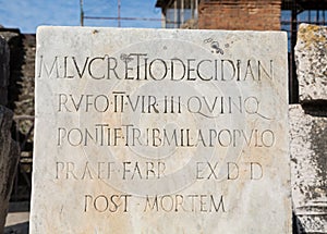 Marble Plaque Post Mortem in Pompeii