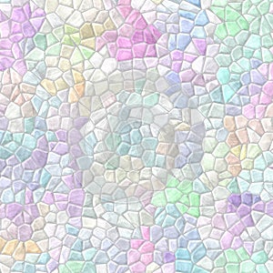 Marble plastic stony mosaic tiles texture background with gray grout - light pastel rainbow full color spectrum