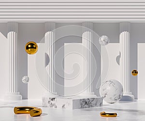 Marble podium 3d render.