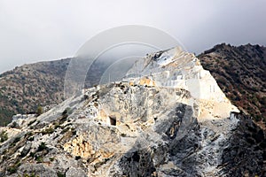 Marble quarries in the mountains near Carrara photo