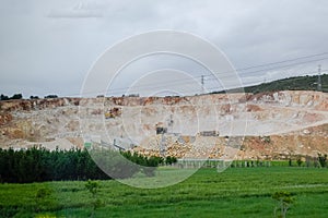 Marble quarry quarrying white marble in open pit