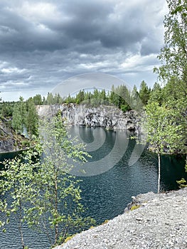 Marble quarry Ruskeala reserve, landmark of Russia, Republic of Karelia.