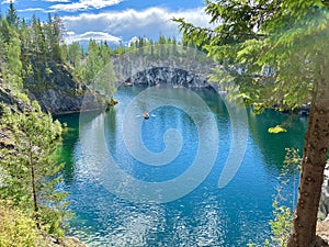 Marble quarry Ruskeala reserve, landmark of Russia, Republic of Karelia.