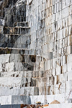 Marble quarry stone wall in Carrara, Italy