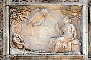 Marble relief on the facade of the Milan Cathedral