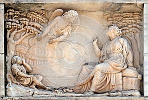 Marble relief on the facade of the Milan Cathedral
