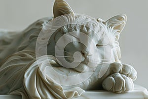 Marble Repose of a Serene Feline photo