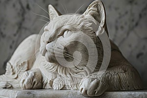 Marble Repose of a Serene Feline photo