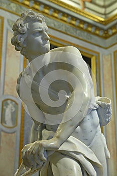 Marble sculpture David by Gian Lorenzo Bernini in Galleria Borghese
