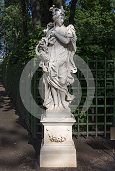 Marble Sculpture of Flora by Enrico Merengo Heinrich Meiring at the Summer Garden, Saint-Petersburg, Russia photo