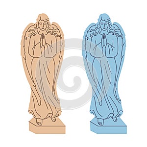 Marble sculptures of religious sorrowful angels