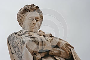 Marble scuplture of poet Giacomo Leopardi in Recanati