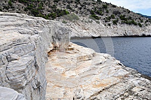 Marble seacoast on island Thasos photo