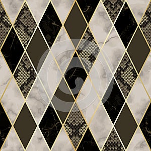 Marble and Snakeskin Luxury Geometric Seamless Pattern