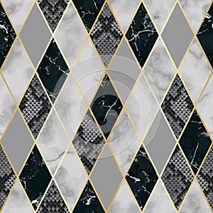 Marble and Snakeskin Luxury Geometric Seamless Pattern